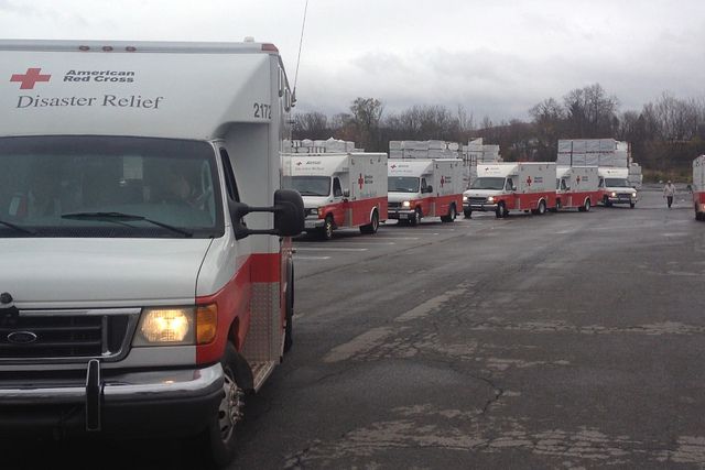 A Red Cross convoy headed to Long Island